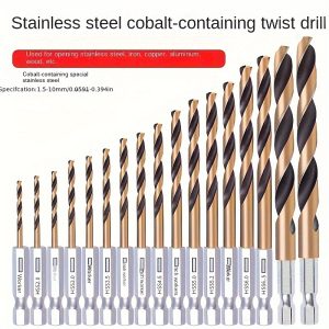 High Speed Steel Cobalt Twist Drill Bit Set, Hex Shank Titanium Coated Drill Bits for Metal, Wood, Copper, Aluminum, Stainless Steel - Multi-Size HSS Drill Bit Set with Conventional Spiral Flute, Mixed Quantity Packs