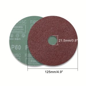 25pcs 60 Grit Aluminum Oxide Resin Fiber Sanding And Grinding Discs, 5-Inch X 7/8-Inch Center Hole Abrasive Disc For Angle Grinders