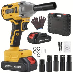 21V Cordless Impact Wrench/Cordless Drill Set, Power Impact Gun/Drill, Brushless Impact Wrench/Electric Drill Kit With 4000 MAH Battery, Accessories & Tool Bag, Portable, For Automotive And Home Use