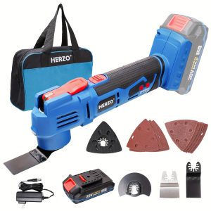 HERZO 20V Cordless Oscillating Tool Kit, 17000 OPM Variable Speed, 3?? Oscillating Angle, Battery Powered Multi Tool For Cutting, Scraping, Grinding And Sanding