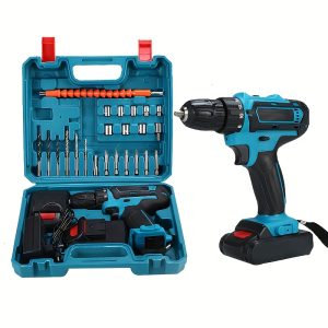 New style cordless drill, 36VF dual speed two electric one charging power screwdriver, rechargeable lithium electric drill, electric screwdriver tool hand drill set, 24 piece tool box flat plug.